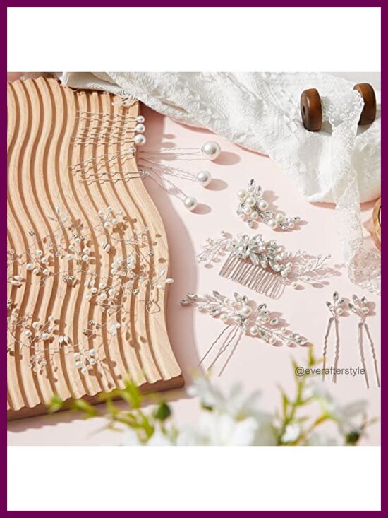 44 Pcs Wedding Hair Accessories Faux Pearl Crystal Comb Clips Rhinestone